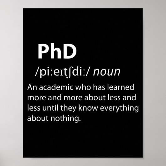 PhDおもしろ辞書の定義博士課程の学生 ポスター (正面)