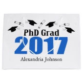 PhDの卒業生の2017年の卒業のギフトバッグ(青い) ラージペーパーバッグ (正面)