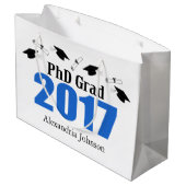 PhDの卒業生の2017年の卒業のギフトバッグ(青い) ラージペーパーバッグ (裏面アングル)