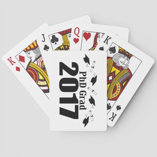 PhDの卒業生2017の帽子および免状(黒) トランプ (裏面)