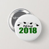PhDの卒業生2018の帽子および免状(緑) 缶バッジ (正面&裏面)