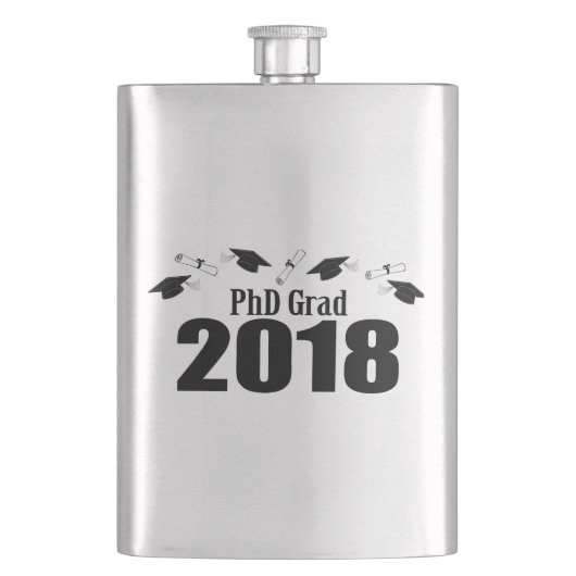 PhDの卒業生2018の帽子および免状(黒) フラスク (正面)