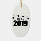 PhDの卒業生2019の帽子および免状(黒) セラミックオーナメント (右)