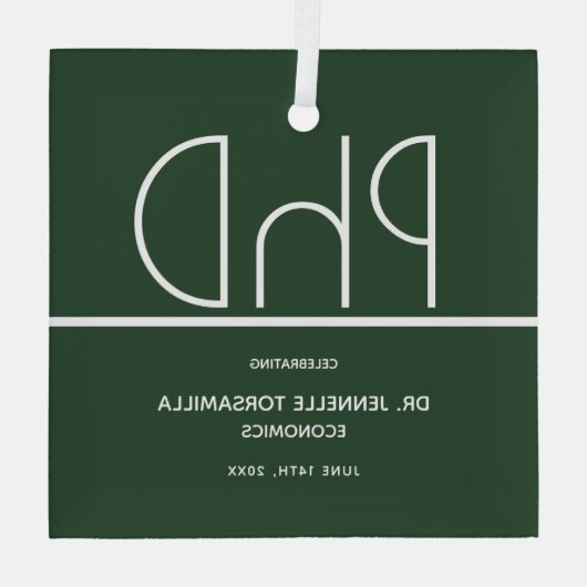 PhDグリーングリーンキープザーズ卒業 ガラスオーナメント (裏面)