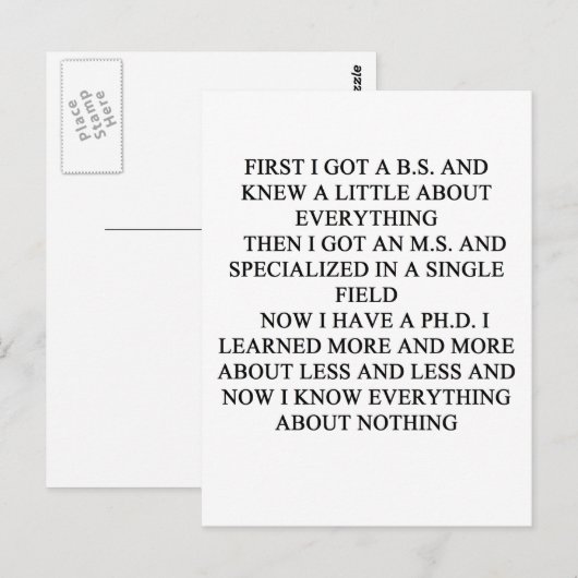 PHDジョーク ポストカード (正面/裏面)