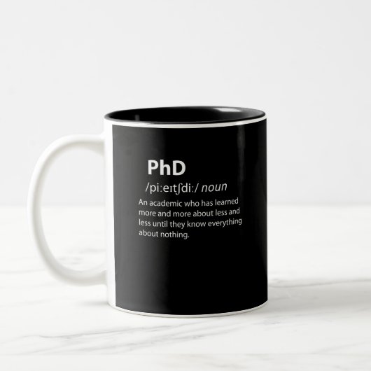 PhDディクおもしろいショナリ定義 ツートーンマグカップ (左)