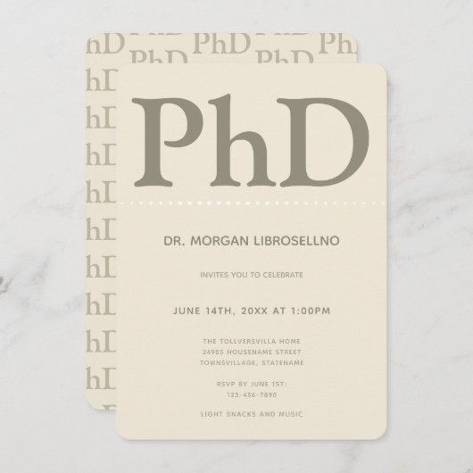 PhDディグタンカーキ卒業パーティー 招待状 (正面/裏面)