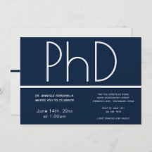 PhDディグブルーホワイトディスタンスパーティー招待状