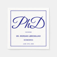 PhDディグホワイトブルー卒業パーティナプキンス