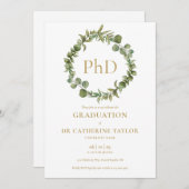 PhDディグリーエレガントガーランド卒業パーティー 招待状 (正面/裏面)