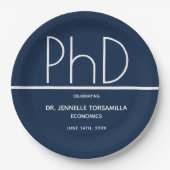 PhDディグリーディスタンスパーティーブルー紙プレート ペーパープレート (正面)