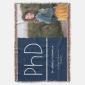 PhDディグリー青白卒業写真 スローブランケット (正面縦)