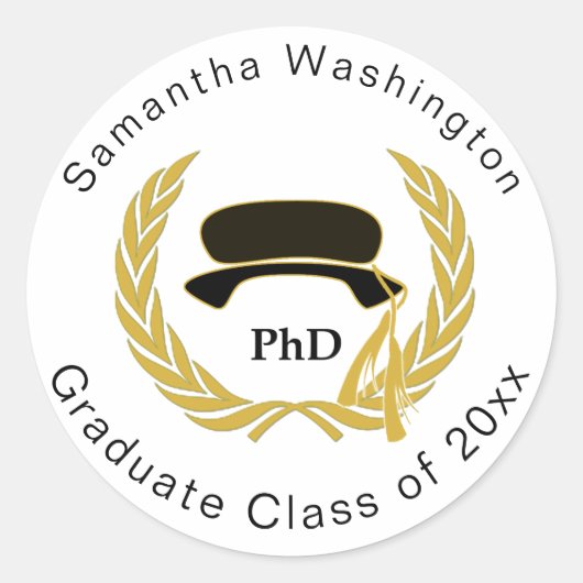 PhDドクター大学院ビーフェータータム金ゴールドリース ラウンドシール (正面)