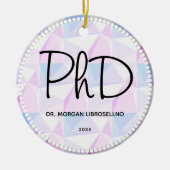 PhDパープルブラック卒業抽象芸術名年 セラミックオーナメント (正面)