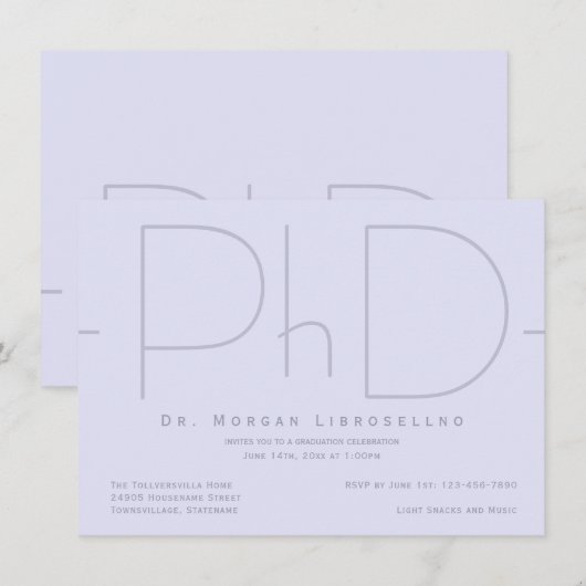 PhDモダン卒業招待状 招待状 (正面/裏面)