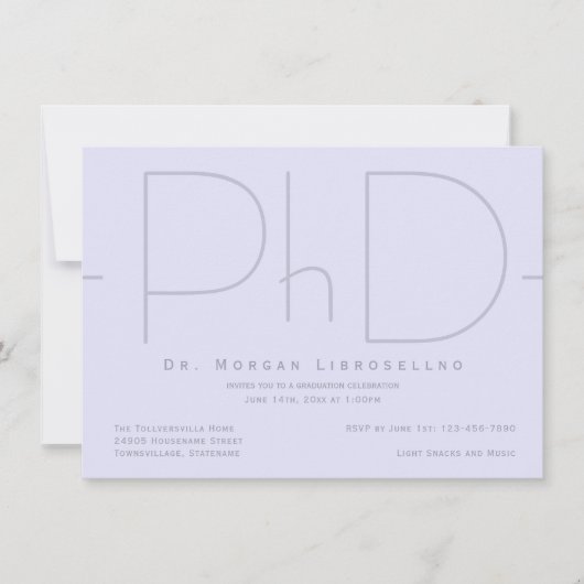 PhDモダン卒業招待状 招待状 (正面)