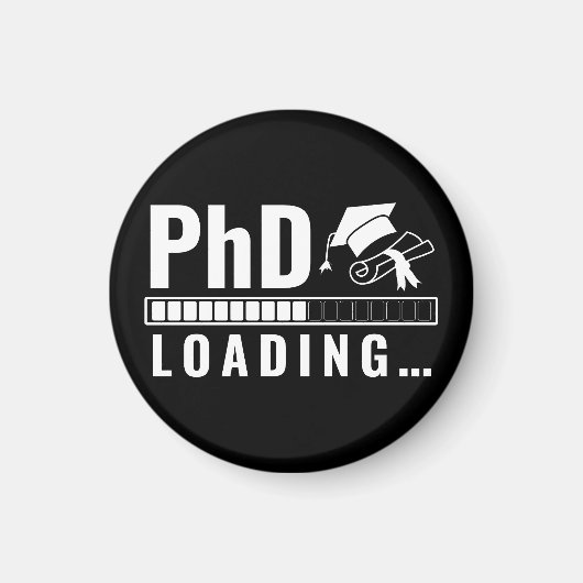 Phdローディングバー大学院生白黒 おもしろい マグネット (正面)