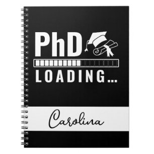 Phdロードバー大学院生名ホワイトブラック ノートブック