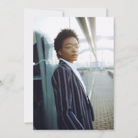 PhD写真エレガント金ゴールドブルー卒業パーティー 招待状 (裏面)