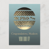 PhD卒業式グリーティングカード金ゴールド白金 ポストカード (正面)