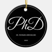 PhD卒業式ブラックネームイヤーセラミックオーナメント セラミックオーナメント (正面)