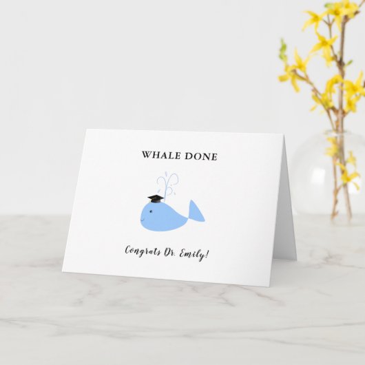 phd卒業生おもしろい成おめでとうホエールプン カード (黄色い花)