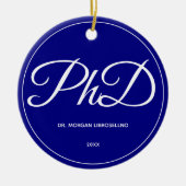 PhD卒業青の名前の年セラミックオーナメント セラミックオーナメント (正面)