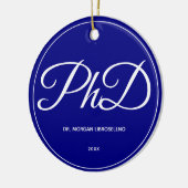PhD卒業青の名前の年セラミックオーナメント セラミックオーナメント (左)