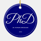 PhD卒業青の名前の年セラミックオーナメント セラミックオーナメント (裏面)