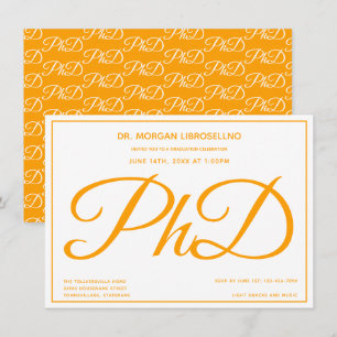 PhD学位オレンジホワイト卒業パーティー 招待状