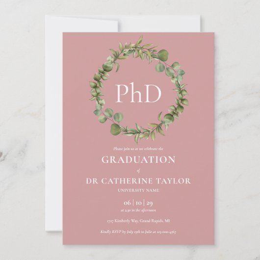 PhD学位ダスティローズガーランド卒業式 招待状 (正面)