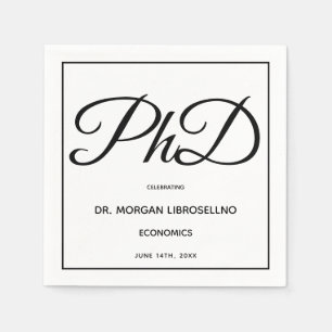 PhD学位ホワイトブラック卒業パーティー スタンダードカクテルナプキン