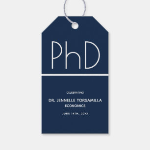 PhD学位卒業パーティーブルー ギフトタグ