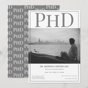 PhD学位大学院写真卒業パーティー 招待状