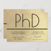 PhD学位金ゴールドブラウン卒業パーティー招待状 招待状 (正面/裏面)