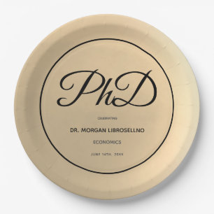 PhD学位金ゴールドブラック卒業パーティー ペーパープレート