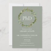 PhD学位 アッシュグリーンのガーランド 卒業パーティー 招待状 (正面)