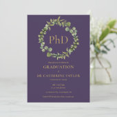 PhD学位 紫色のガーランド 卒業パーティー 招待状 (スタンド正面)