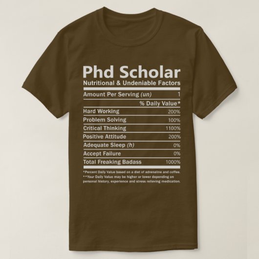 Phd学者の栄養と否定できない要因Gif Tシャツ (デザイン正面)