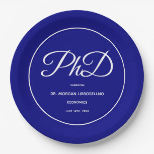 PhD度ブルー卒業パーティー紙プレート ペーパープレート