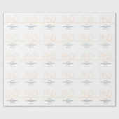 PhD度ホワイトクリームグレー卒業パーティー ラッピングペーパー (フラット)