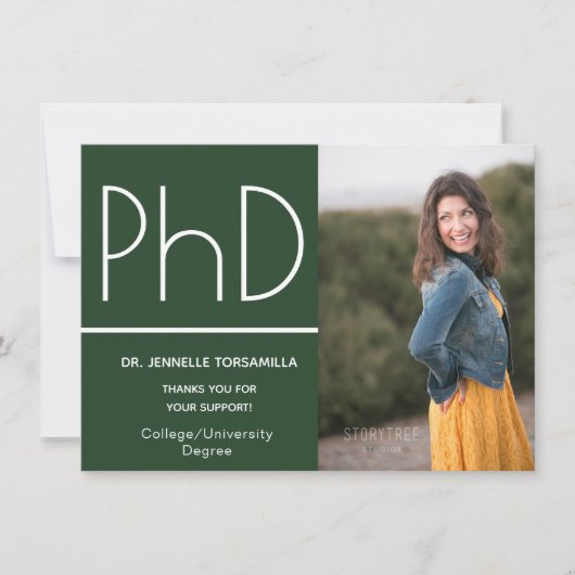 PhD度写真アナウンス緑白 案内状 (正面)