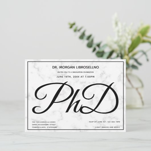 PhD度大理石卒業パーティー招待状 招待状 (スタンド正面)