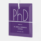 PhD度紫色のキープサケ卒業 ガラスオーナメント (正面左)