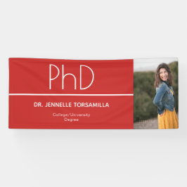 PhD度赤白卒業写真お祝い 横断幕
