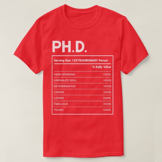 Phd栄養ファクトデザイン Tシャツ (デザイン正面)