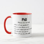 PhD、お願いしま頼せ、おもしろいPhD マグカップ (左)