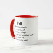 PhD、お願いしま頼せ、おもしろいPhD マグカップ (正面左)