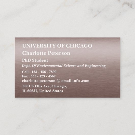 PhD – 大学院生メタル 名刺 (正面)