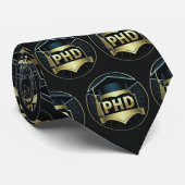 Phd cap金ゴールドブラックパターン博士号 ネクタイ (ロール)